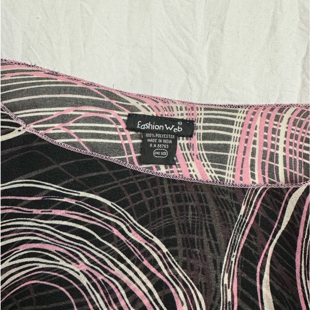 Vintage Y2K 90’S Black & Pink One Size Poncho With Side Slits Retro Streetwear - Picture 4 of 11
